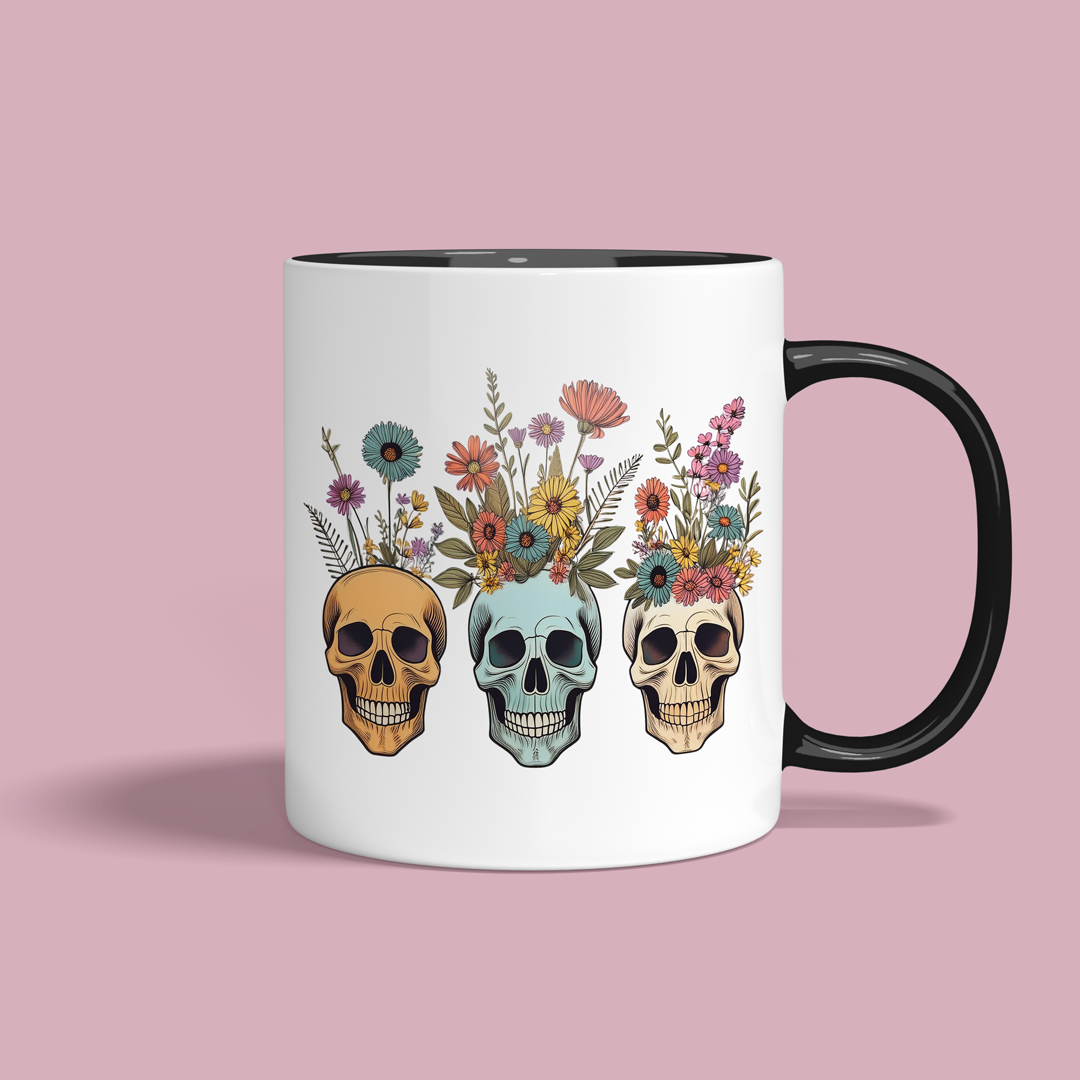Floral Skull Mug β Colorful Boho Halloween Vibes