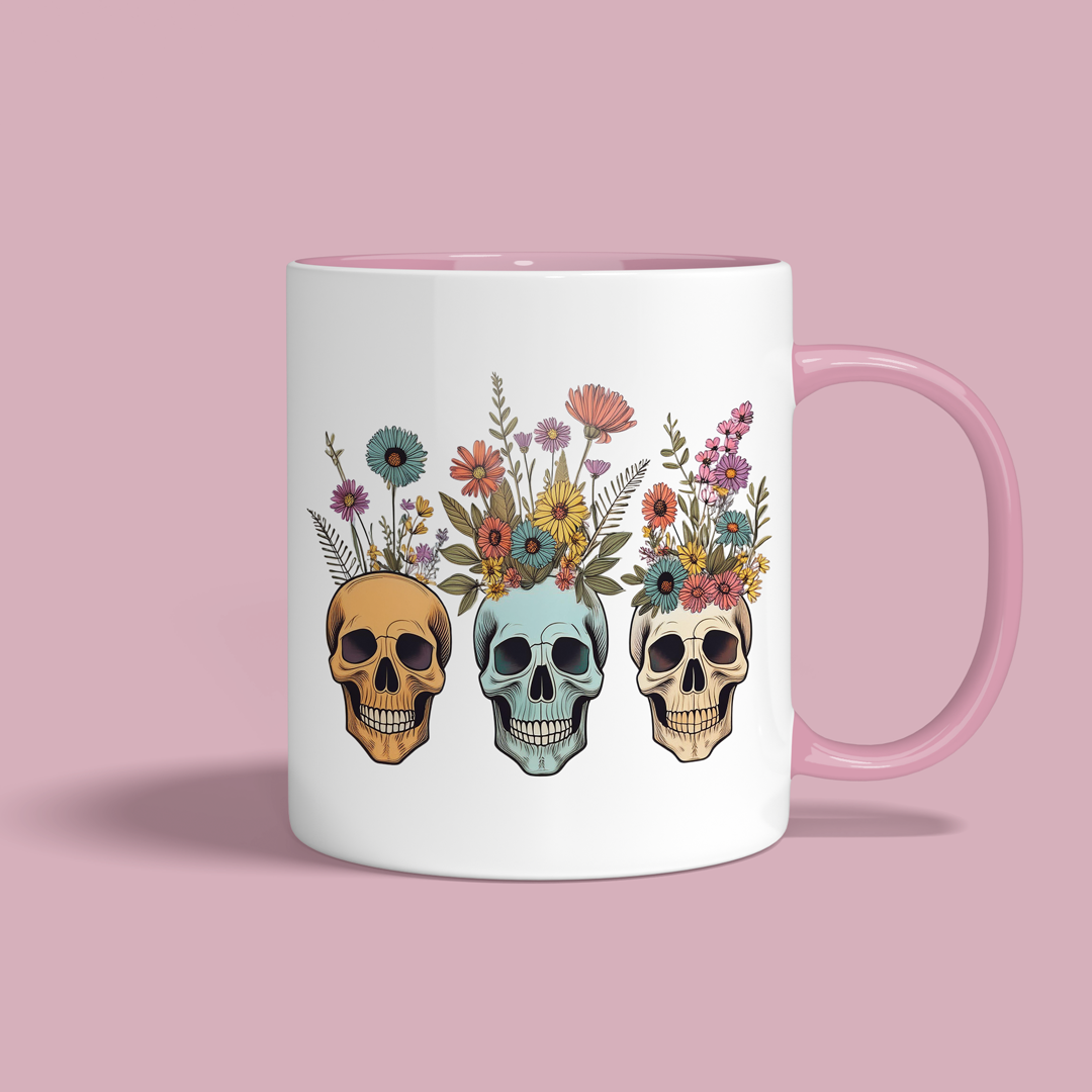 Floral Skull Mug β Colorful Boho Halloween Vibes
