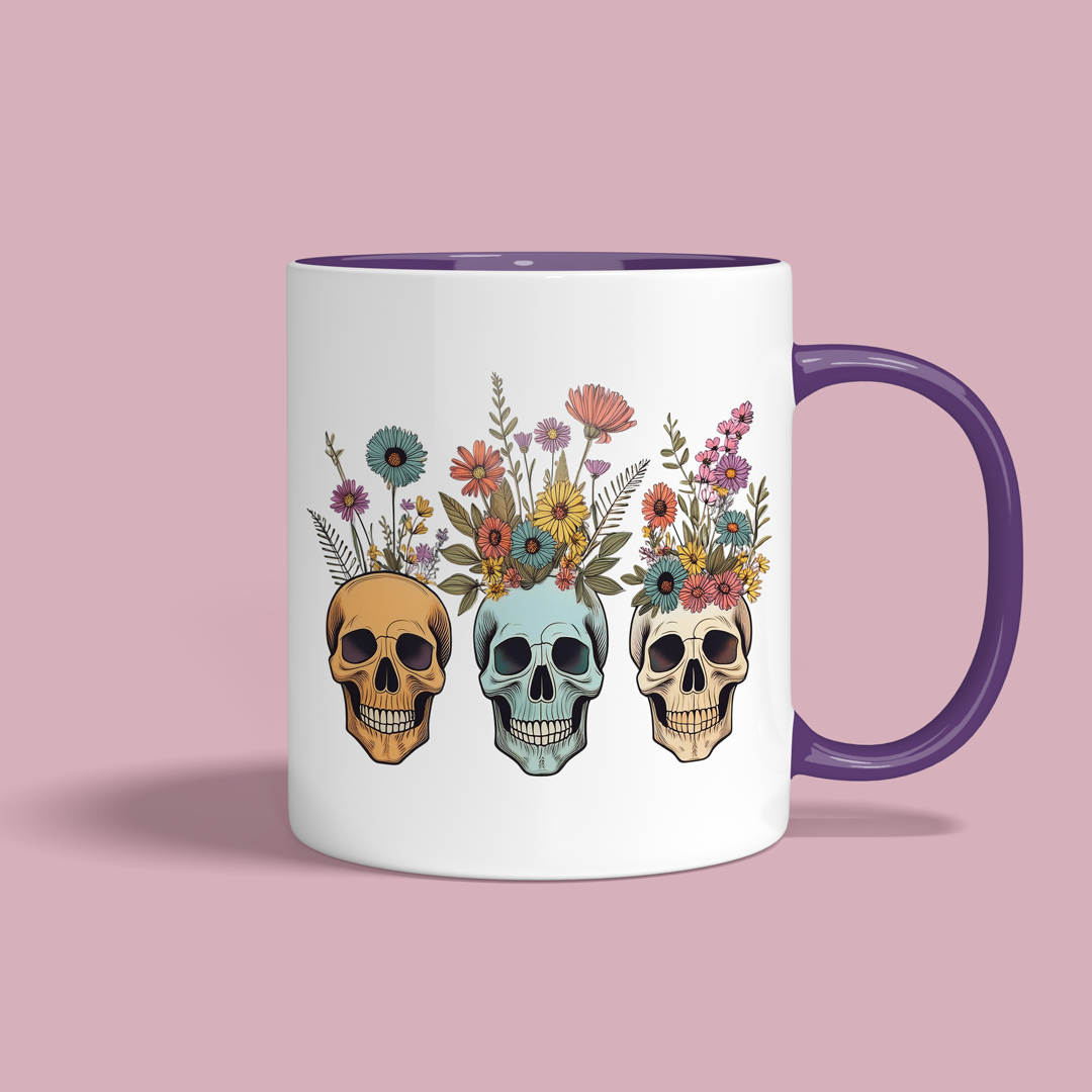 Floral Skull Mug β Colorful Boho Halloween Vibes