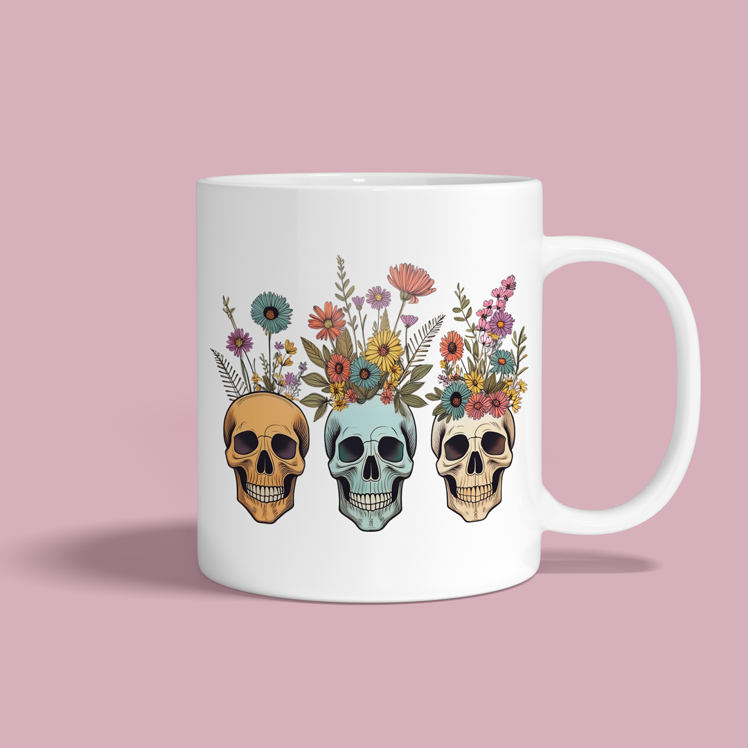 Floral Skull Mug β Colorful Boho Halloween Vibes