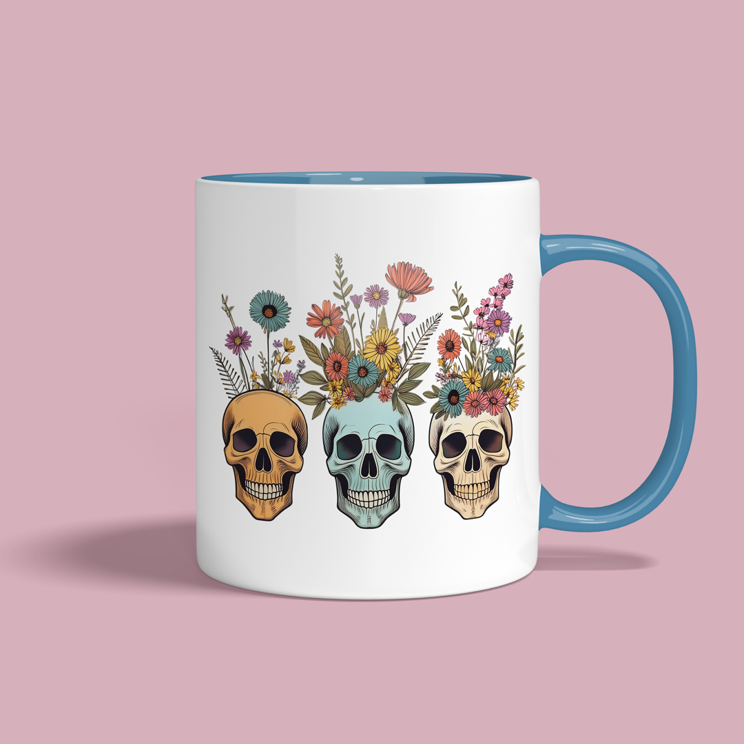 Floral Skull Mug β Colorful Boho Halloween Vibes