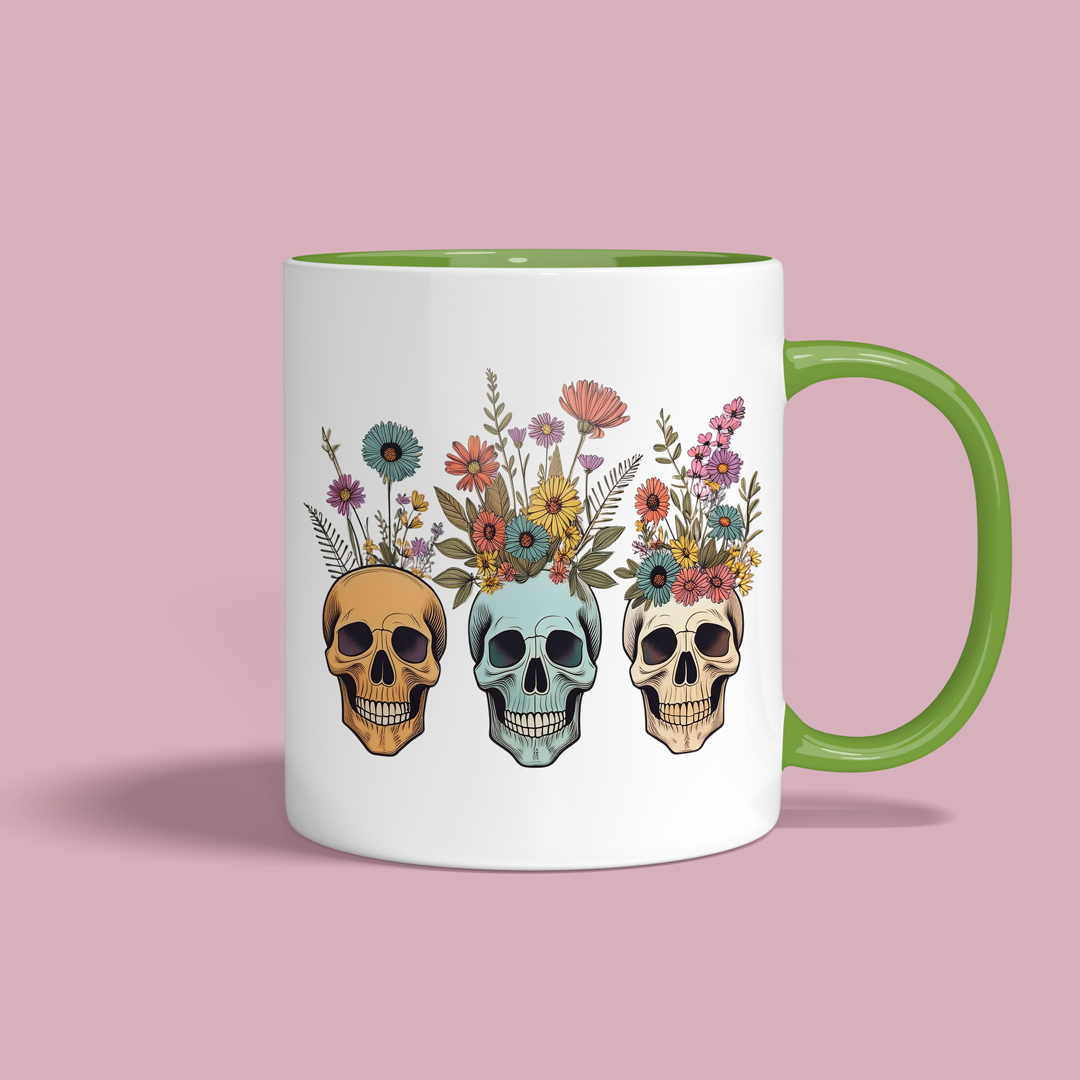 Floral Skull Mug β Colorful Boho Halloween Vibes