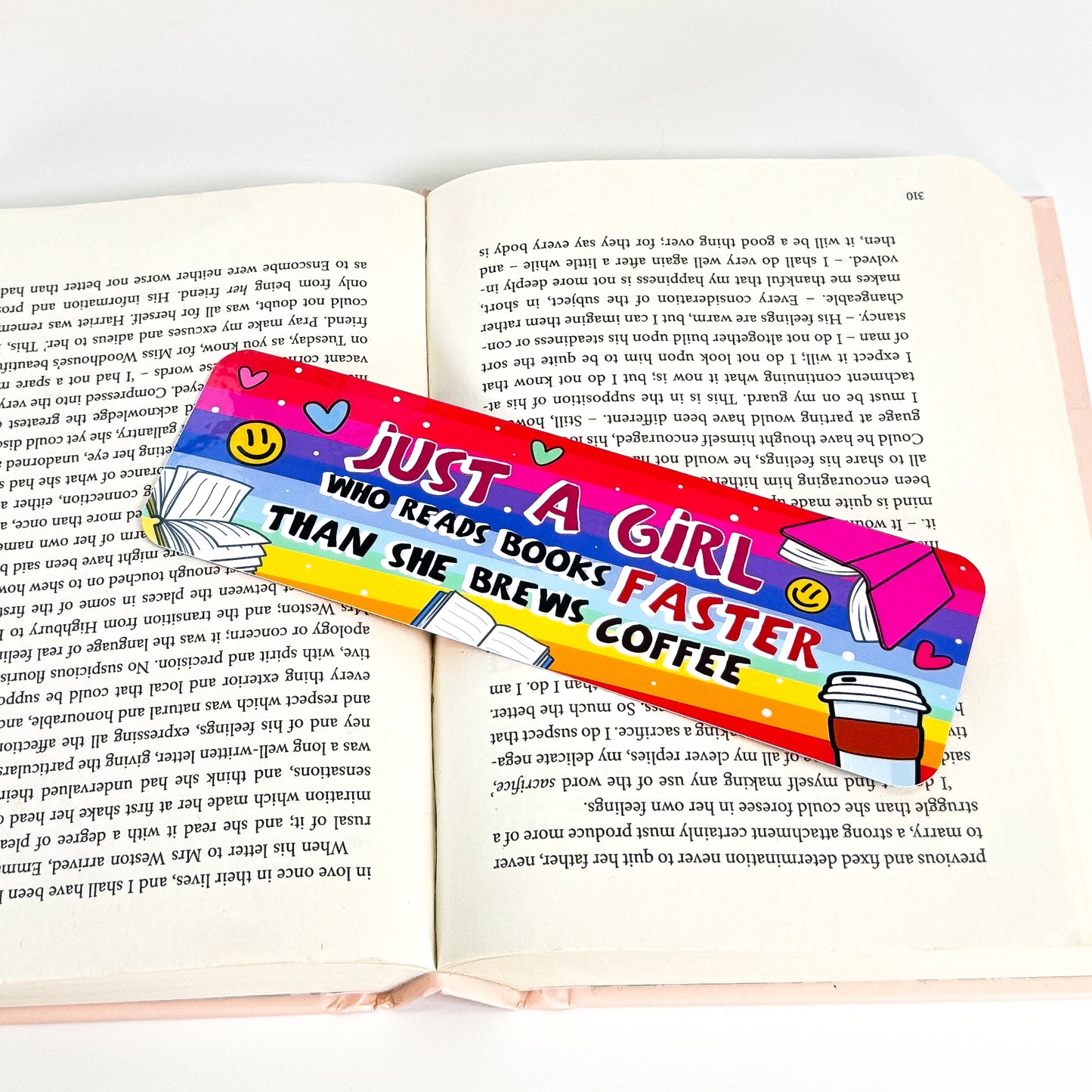 Cozy Fast Reader Coffee Bookmark