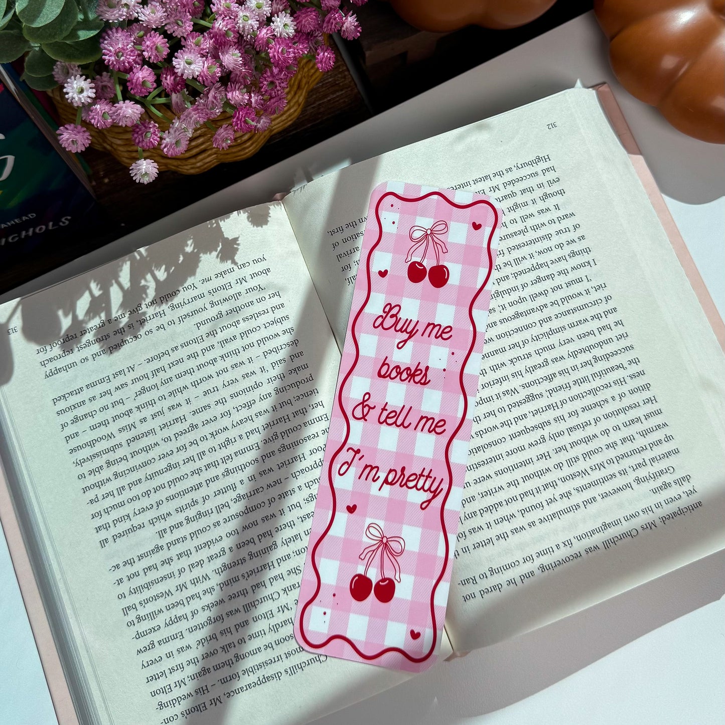 Cherry Gingham Bookmark