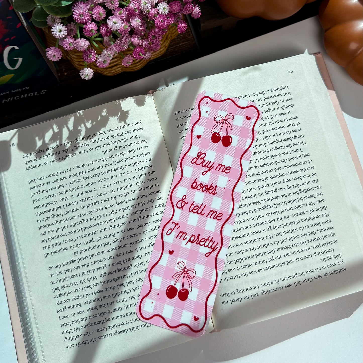 Cherry Gingham Bookmark