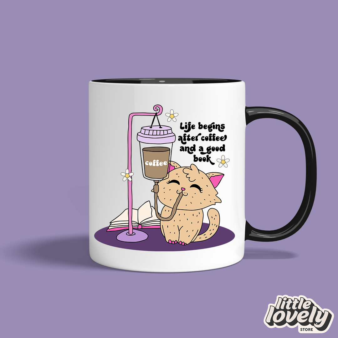 π Life Begins After Coffee Cat Mug