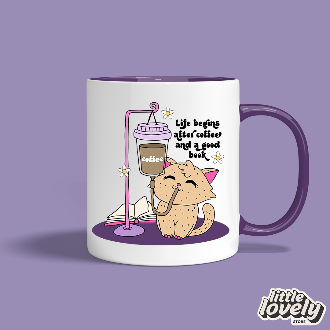 π Life Begins After Coffee Cat Mug