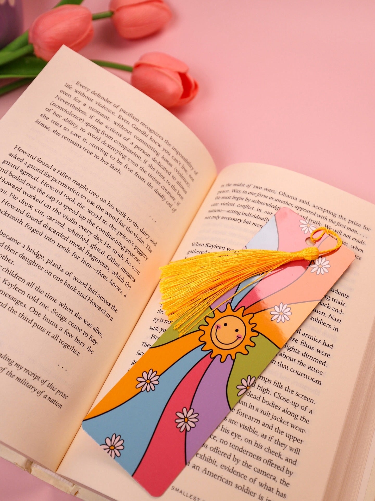 Groovy Sun Rainbow Bookmark – Cute Retro Daisy Design
