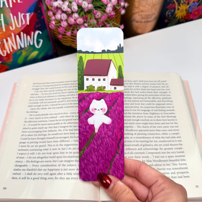Cat in Lavender Field bookmark