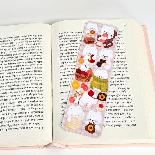 Cozy Knitting Cats Bookmark