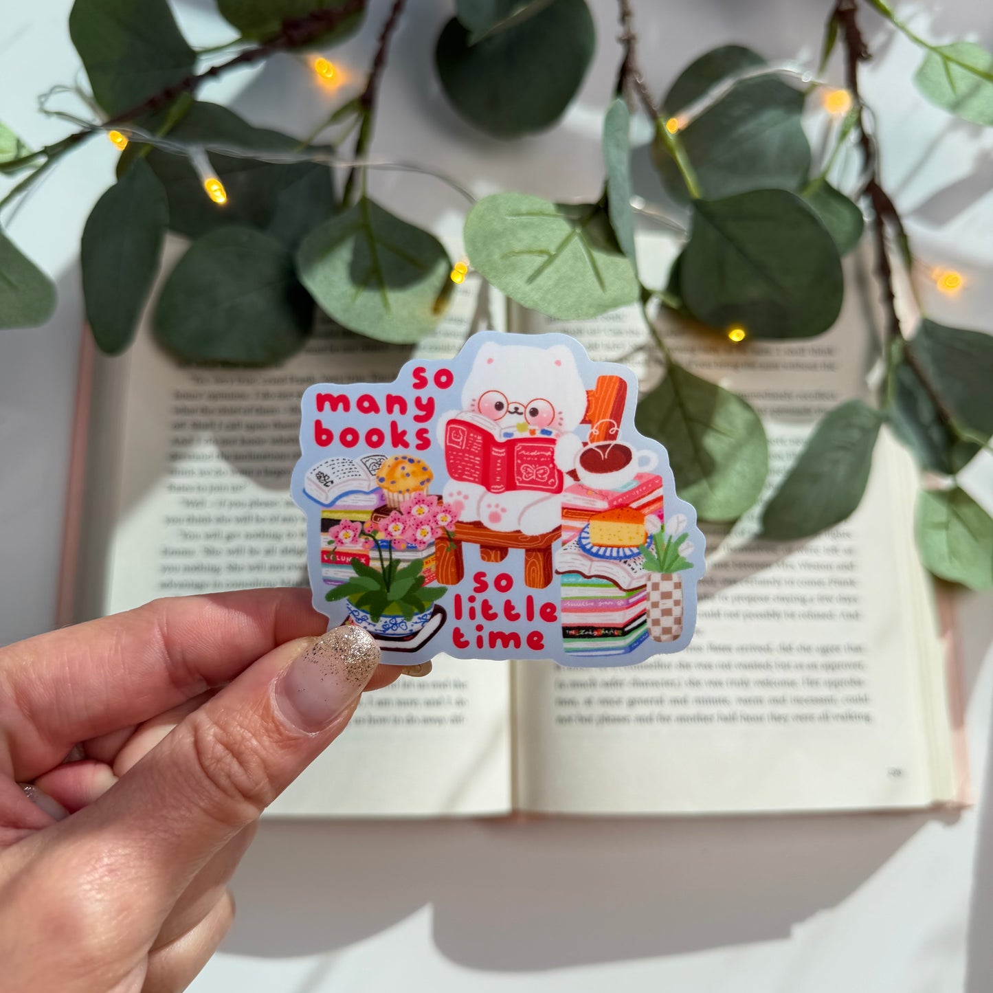 So Many Books So Little Time Cute Reader Sticker