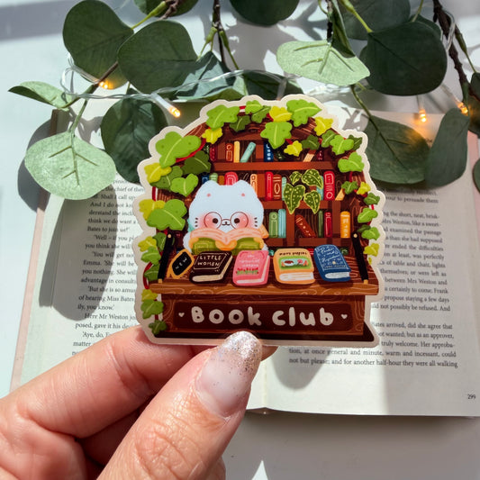 Book Club Cozy Kitty Sticker