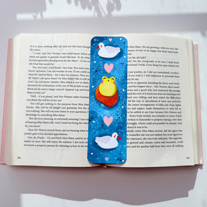 Cute Frog & Duck Bookmark One bookmark with two designs (front & back)
