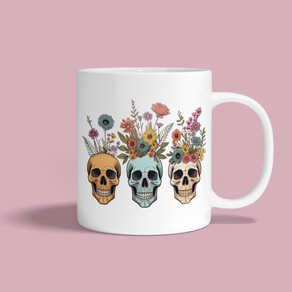 Floral Skull Mug – Colorful Boho Halloween Vibes