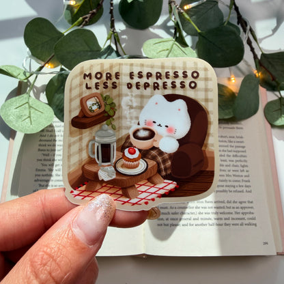 More Espresso, Less Depresso Sticker