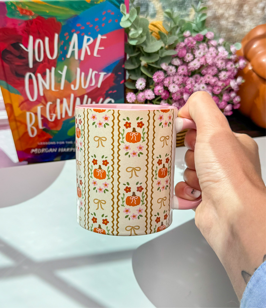 Autumn Pumpkin & Floral Mug