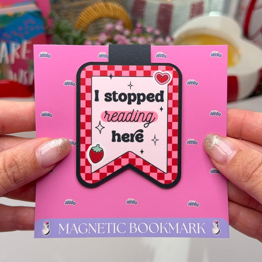 I Stopped Reading Here Cute Strawberry Magnetic Bookmark