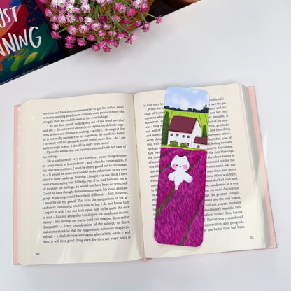 Cat in Lavender Field bookmark