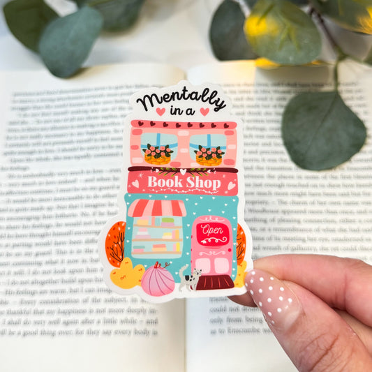 Mentally in a Bookshop Sticker