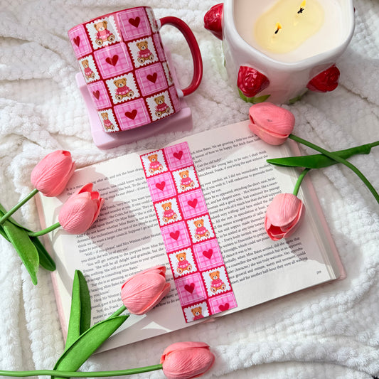 Pink Teddy Bear Mug and Bookmark Bundle