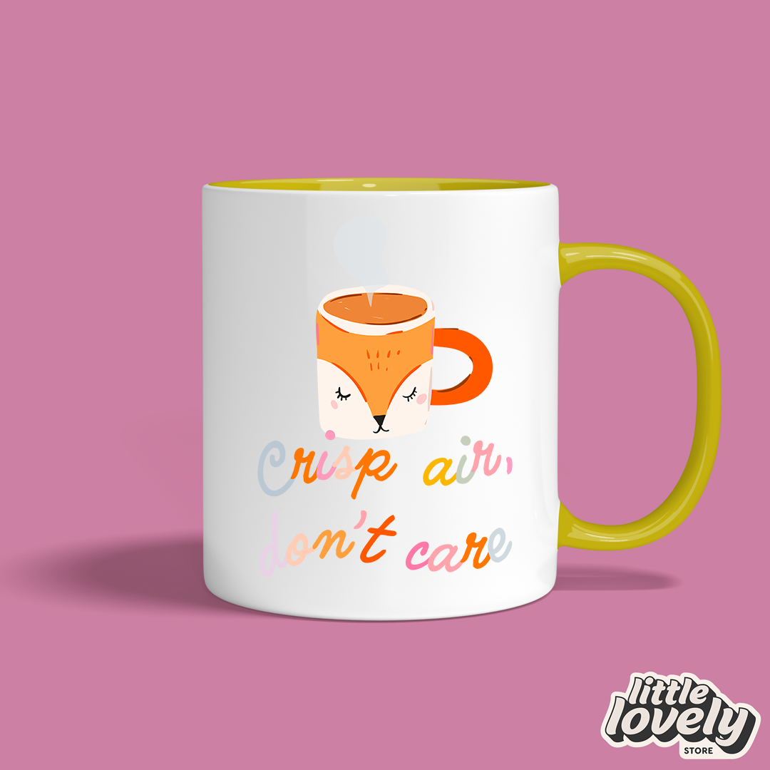 🍂🦊 Crisp Air, Don’t Care Mug – Fall Vibes