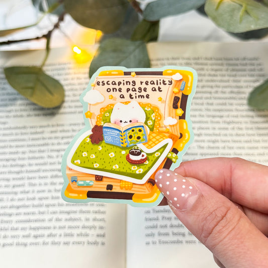 Escaping Reality One Page at a Time Sticker