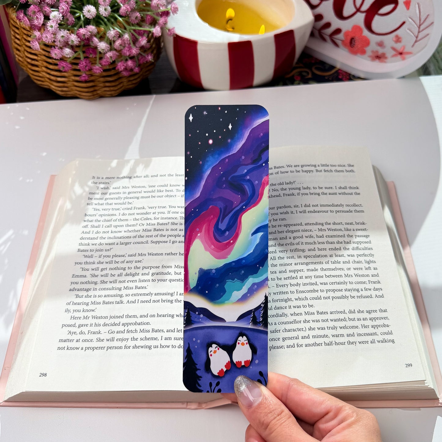 Cozy Northern Lights Bookmark