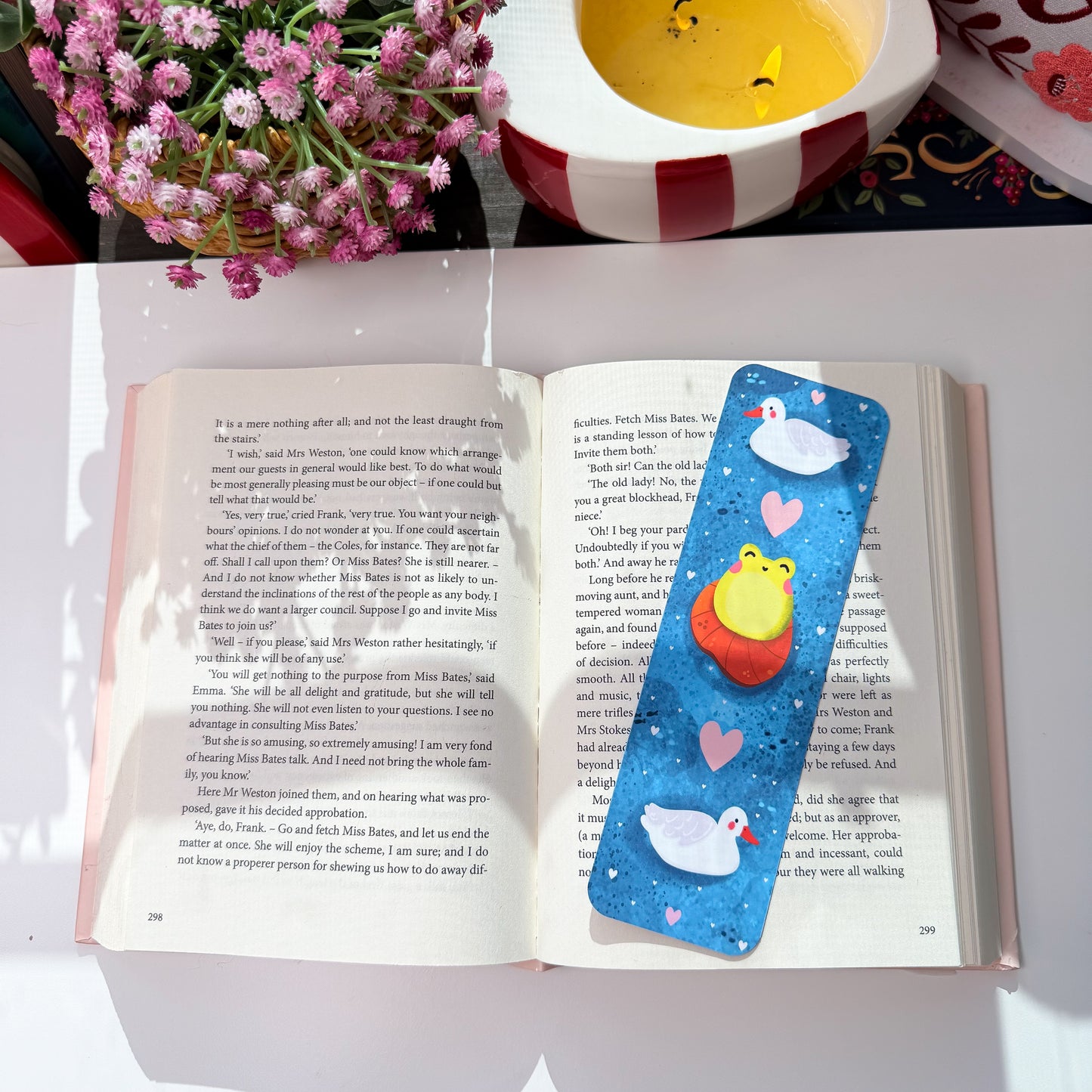 Cute Frog & Duck Bookmark One bookmark with two designs (front & back)