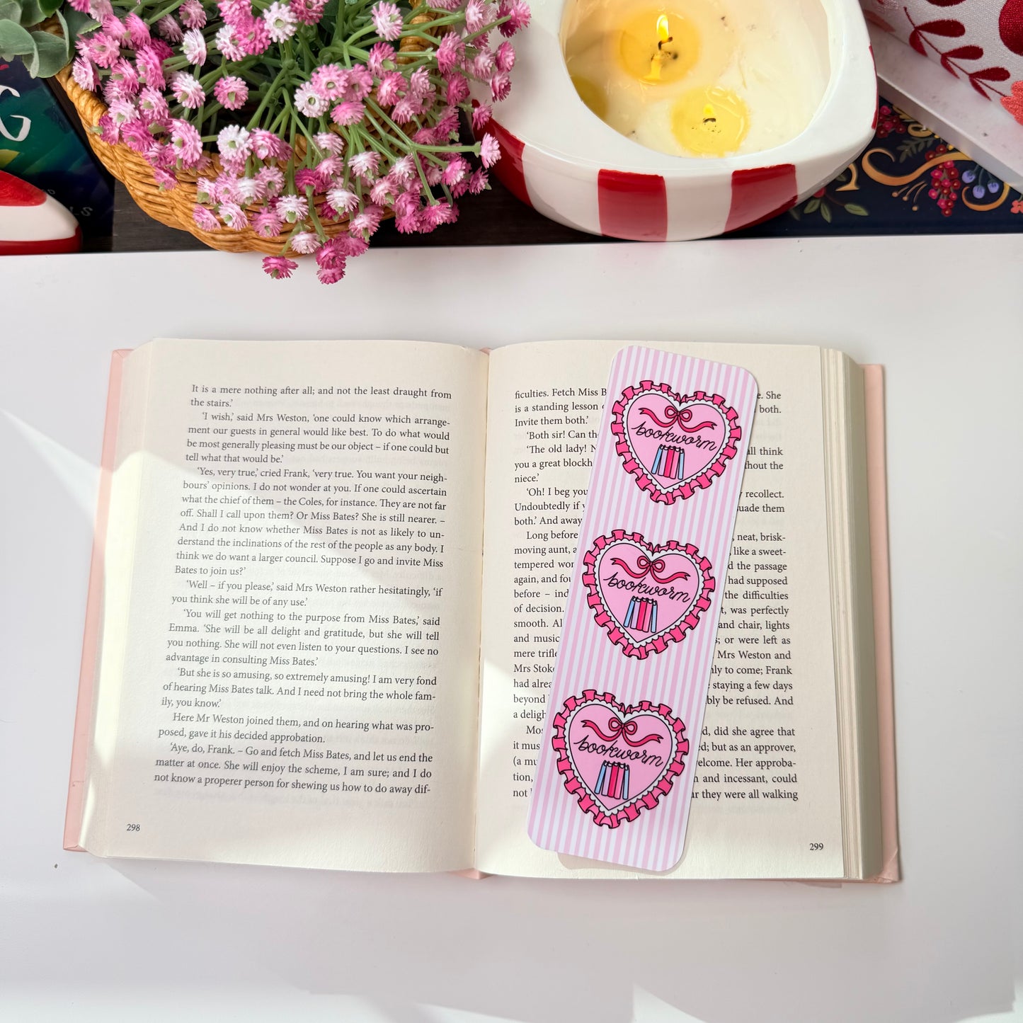 Pink Bookworm Bookmark