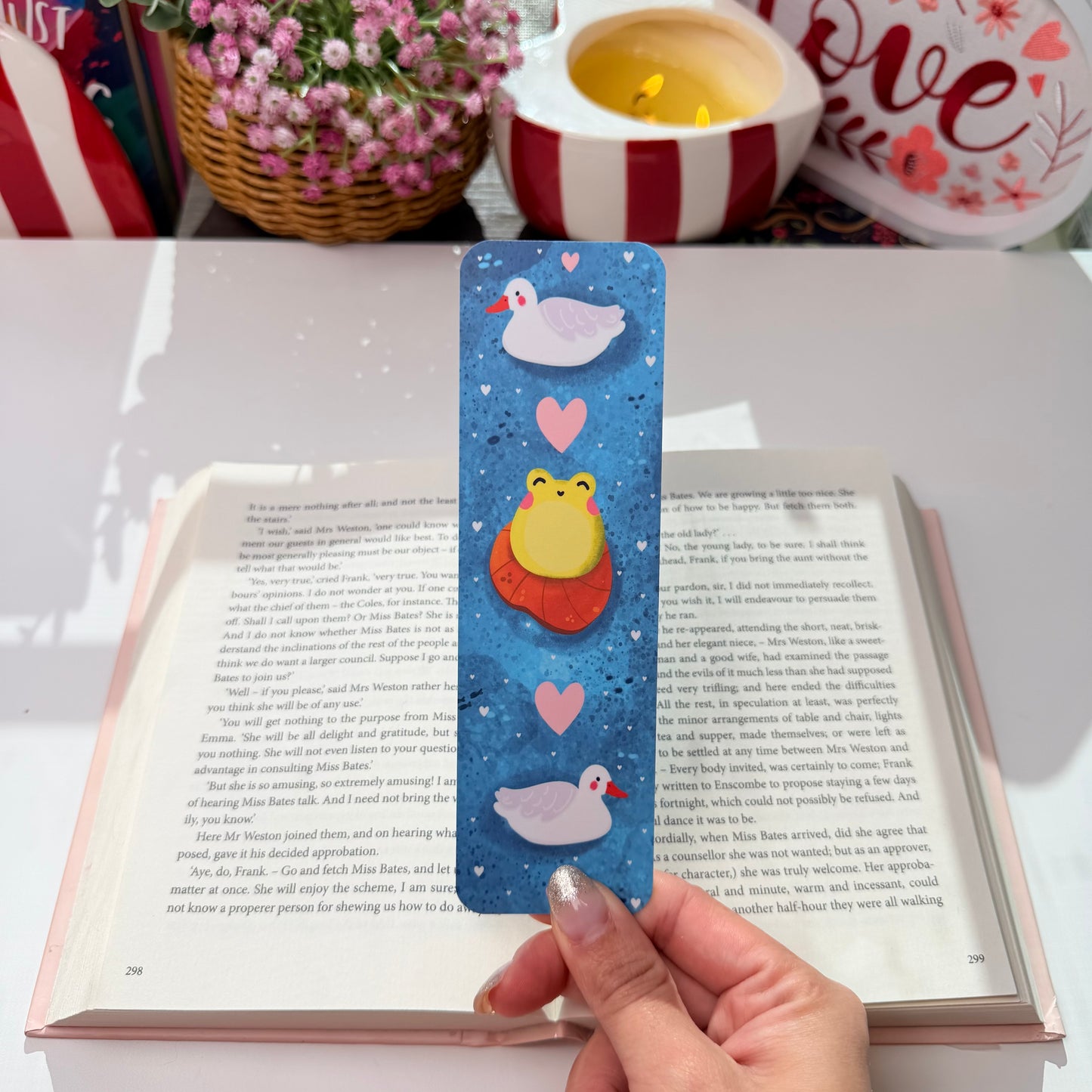 Cute Frog & Duck Bookmark One bookmark with two designs (front & back)