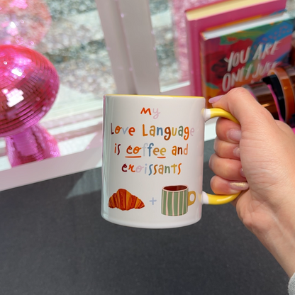 ☕🥐 Love Language Coffee & Croissants Mug