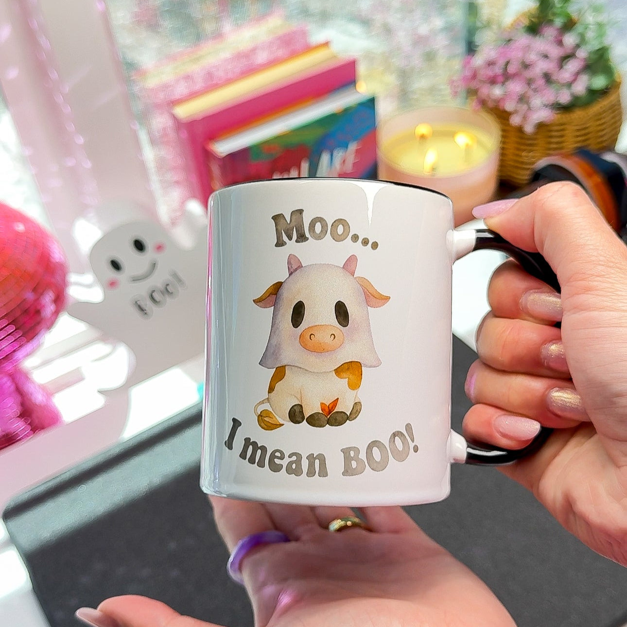 🐮👻 Moo… I Mean Boo! Halloween Cow Mug