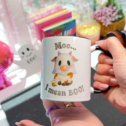 🐮👻 Moo… I Mean Boo! Halloween Cow Mug