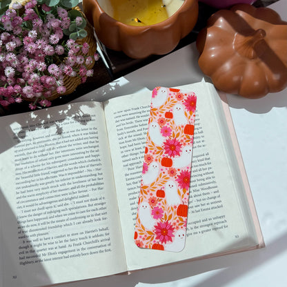 Halloween Ghost Bookmark – Cute Fall Aesthetic Laminated Bookmark for Readers
