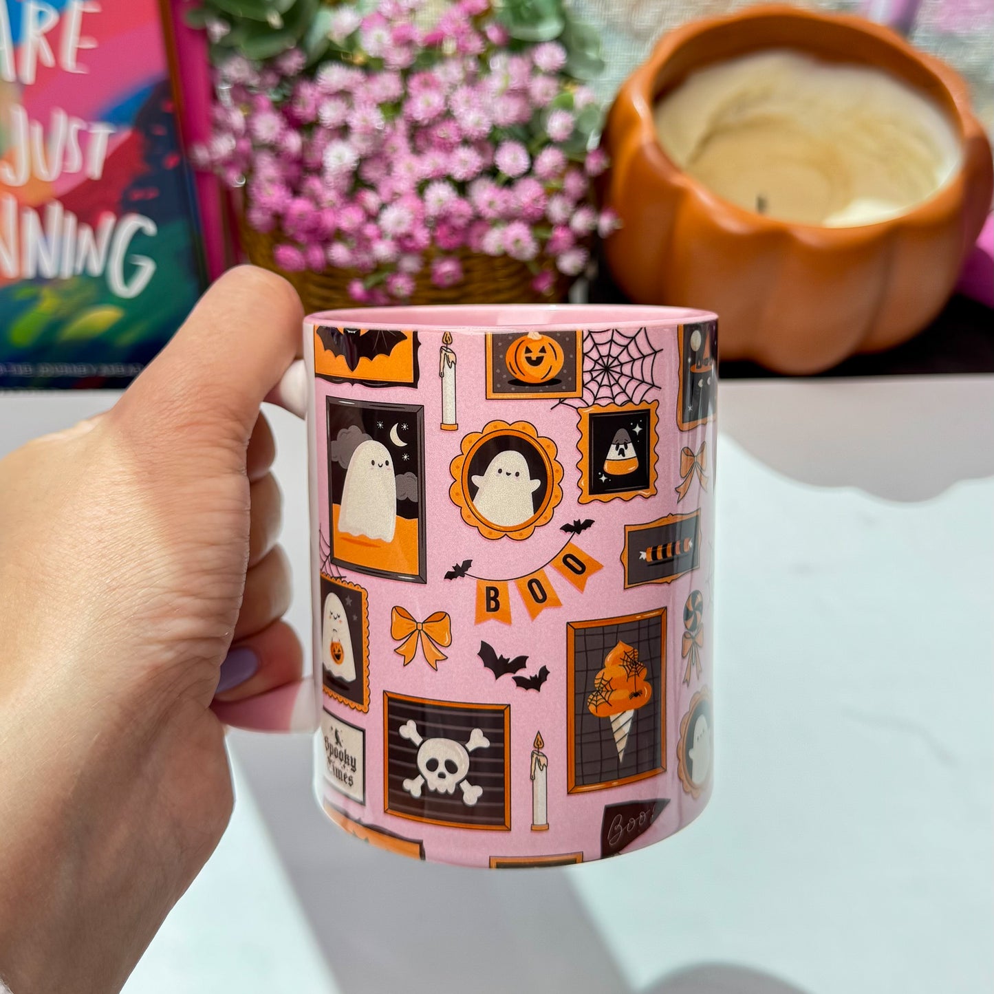Pink Halloween Mug – Cute Spooky Ghost Coffee