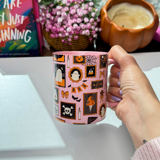 Pink Halloween Mug – Cute Spooky Ghost Coffee