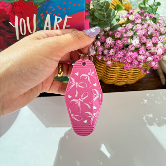 Cute Acrylic Motel Keychain –Pink Bows