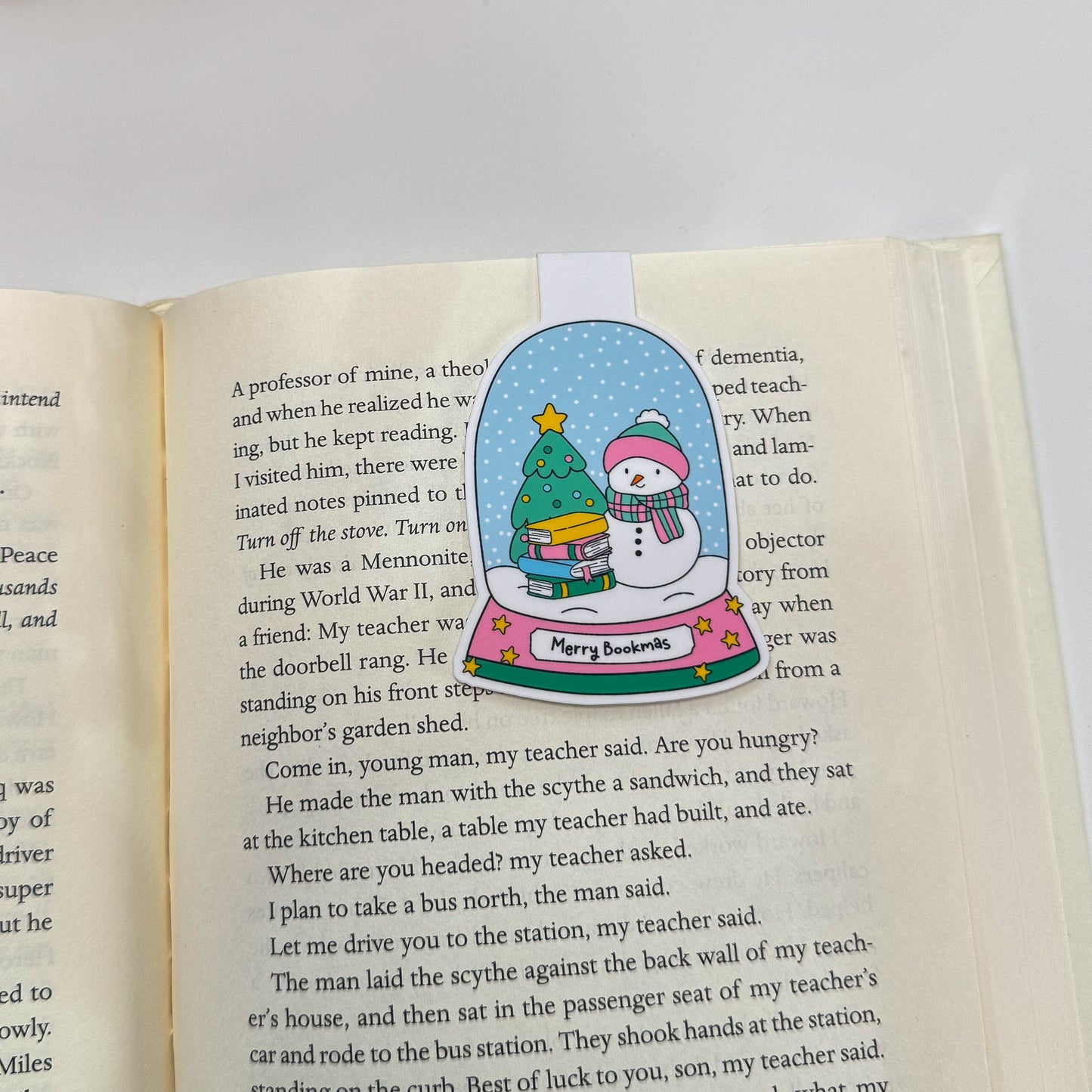 Merry Bookmas Snow Globe Magnetic Bookmark