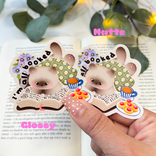 I’m All Booked – Cozy Bunny Sticker