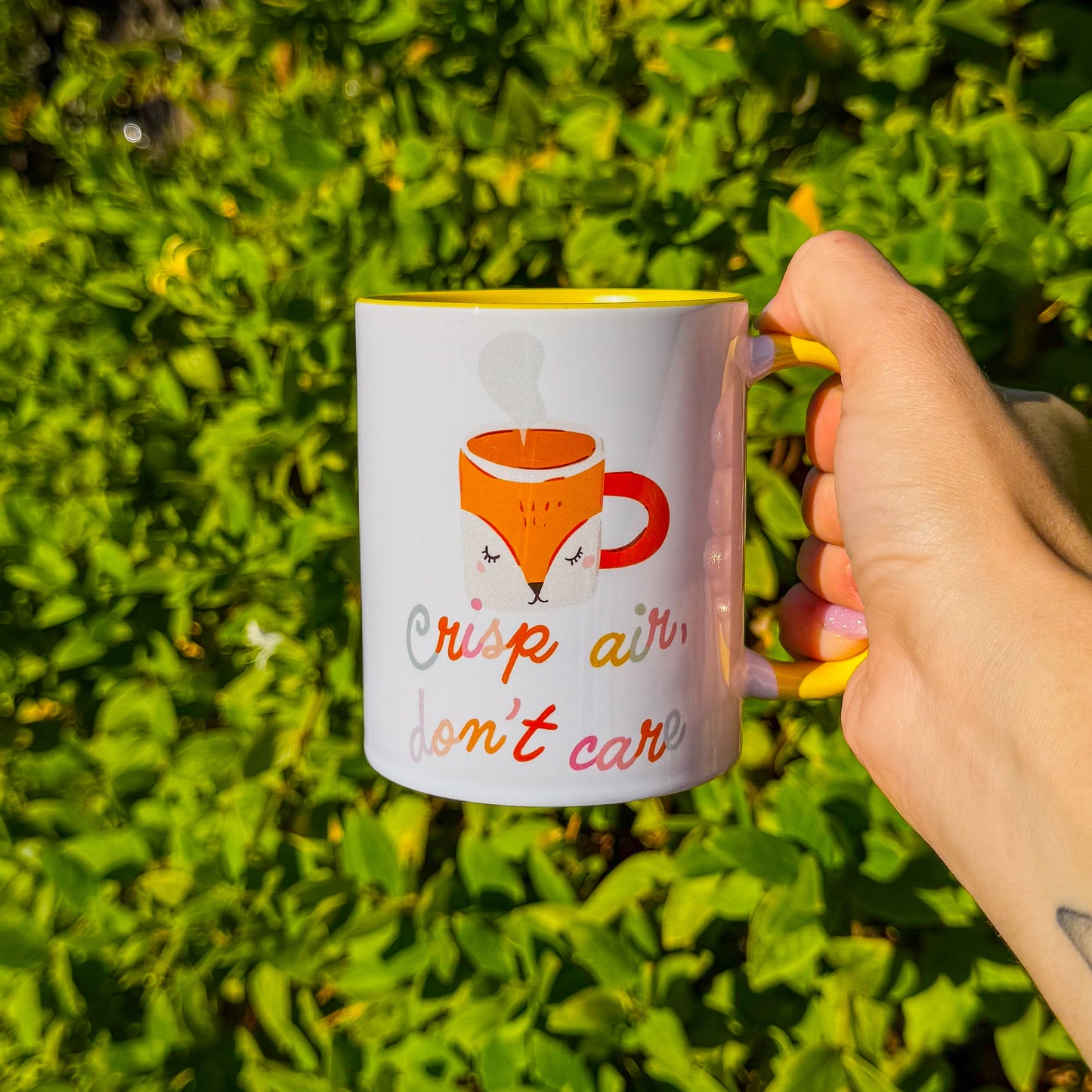 🍂🦊 Crisp Air, Don’t Care Mug – Fall Vibes