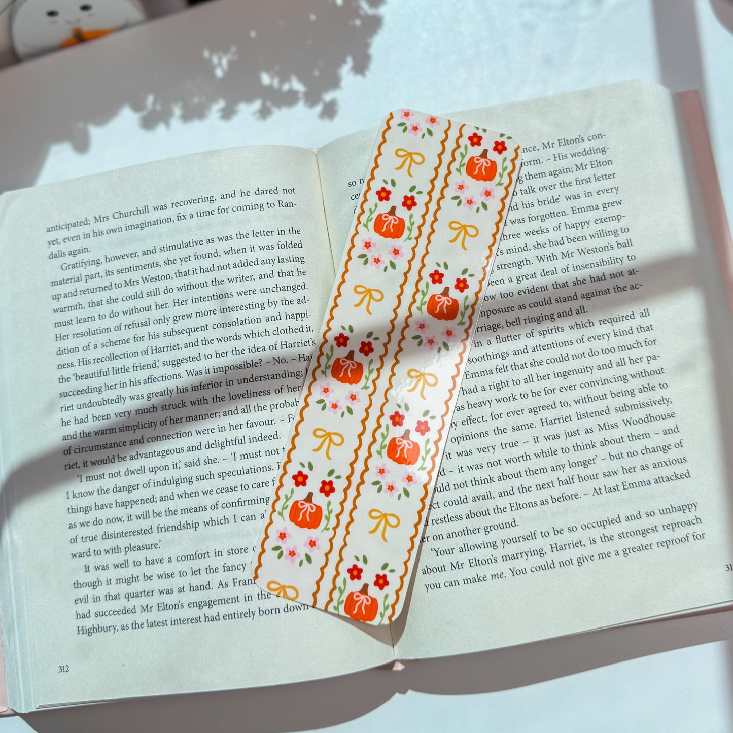 Cozy Fall Pumpkin Floral Bookmark