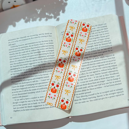 Cozy Fall Pumpkin Floral Bookmark