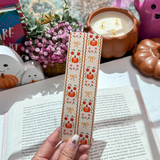 Cozy Fall Pumpkin Floral Bookmark