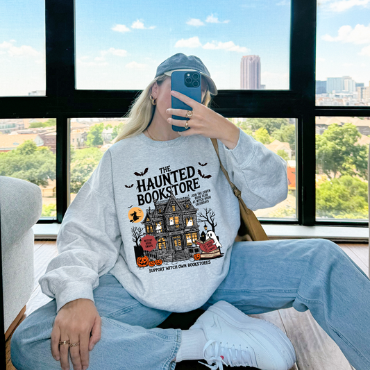 👻 The Haunted Bookstore Sweatshirt – Spooky Book Lover Edition
