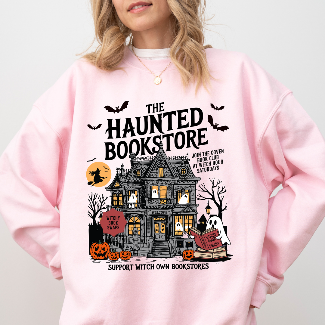 👻 The Haunted Bookstore Sweatshirt – Spooky Book Lover Edition