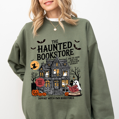 👻 The Haunted Bookstore Sweatshirt – Spooky Book Lover Edition