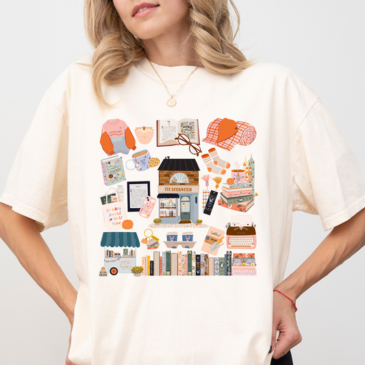 The Bookworm Village T-Shirt – Cozy Book Lover Aesthetic