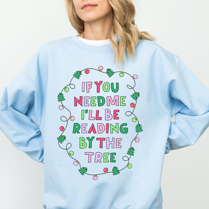 Reading by the Tree Christmas Sweater