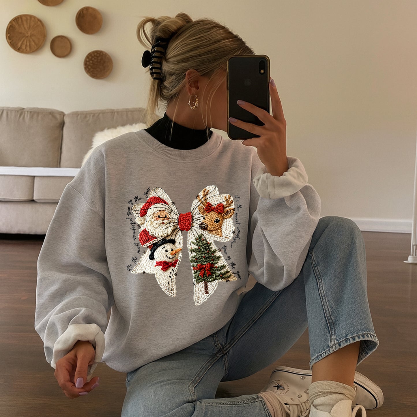 Vintage Christmas Bow Sweater