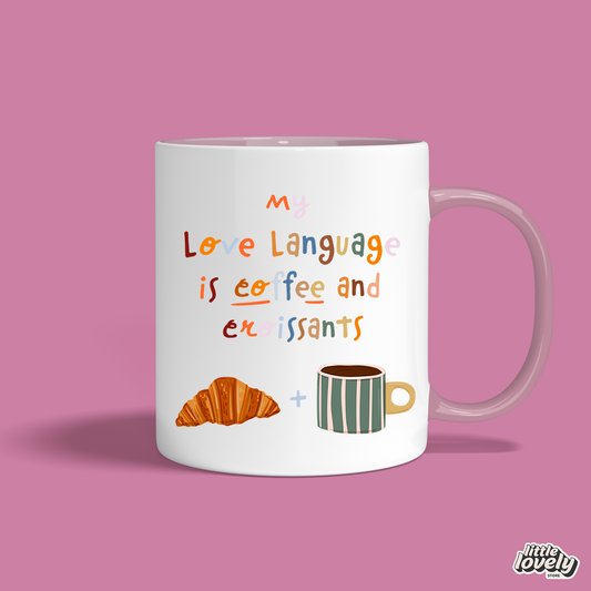 ☕🥐 Love Language Coffee & Croissants Mug